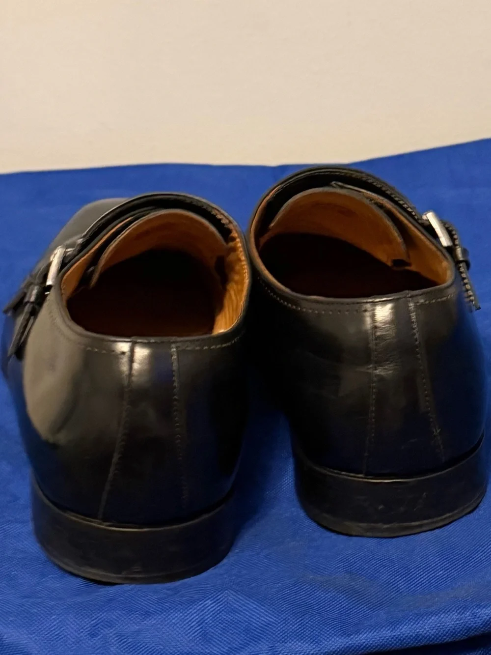 Black Double Monk Strap 100% Leather Dress Shoes
